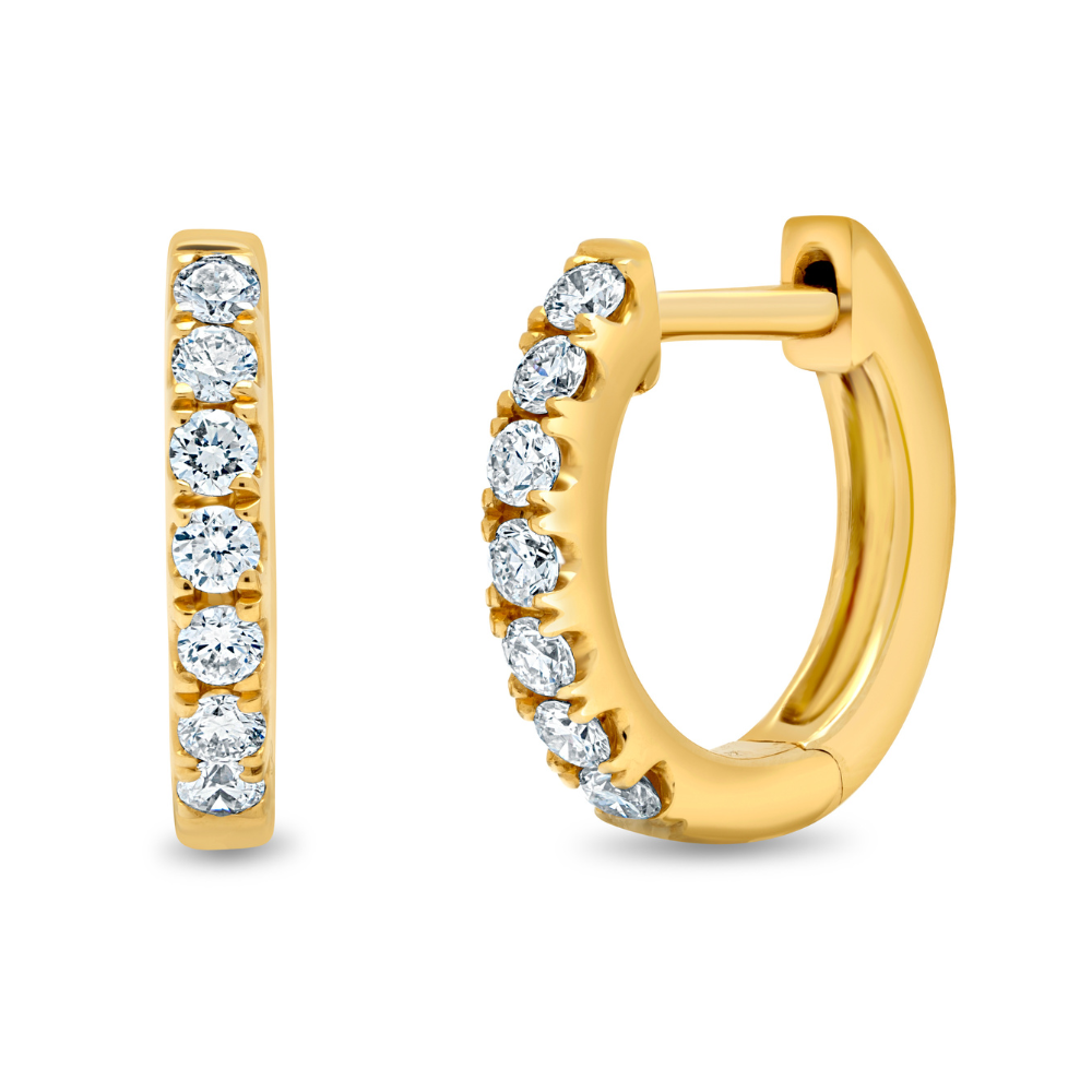 Round Brilliant Diamond Classic Huggie Earrings