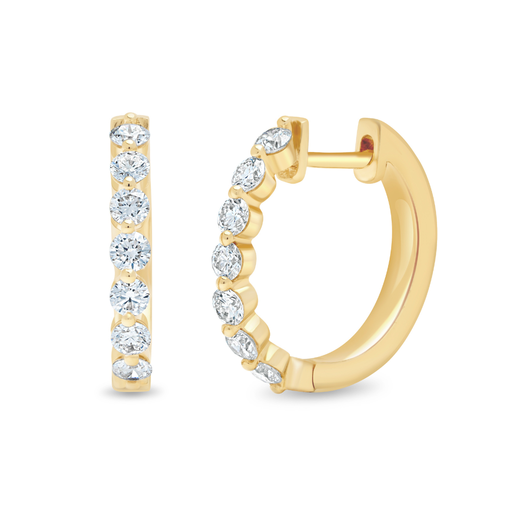 Round Brilliant Diamond Channel Set Huggie Earrings