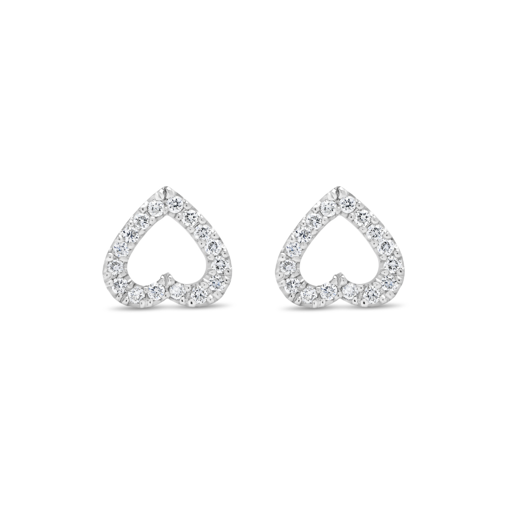 Round Brilliant Pavé Open Heart Diamond Earrings
