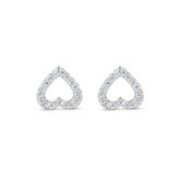 Round Brilliant Pavé Open Heart Diamond Earrings