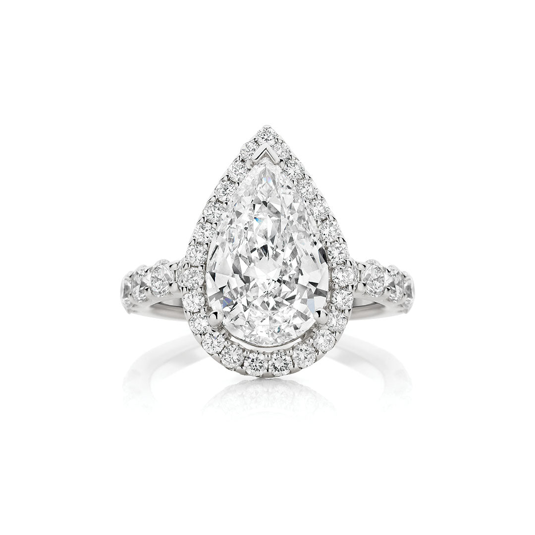 Pear Cut Halo Diamond Engagement Ring