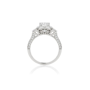 Pavé Halo Round Brilliant Cut Diamond Engagement Ring