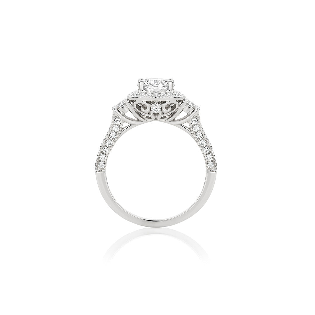 LG Pavé Halo Round Brilliant Cut Diamond Engagement Ring