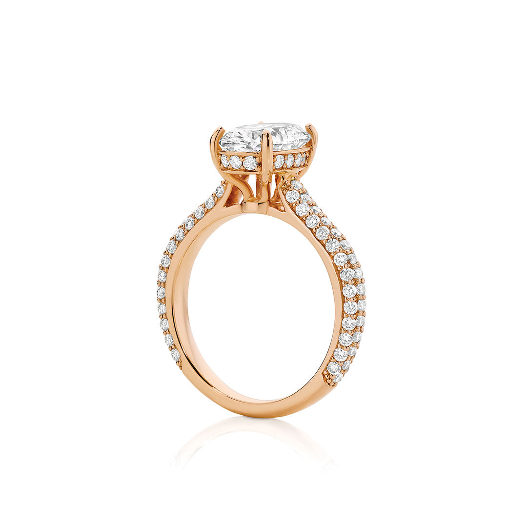 Oval Cut Pavé Halo Diamond Engagement Ring