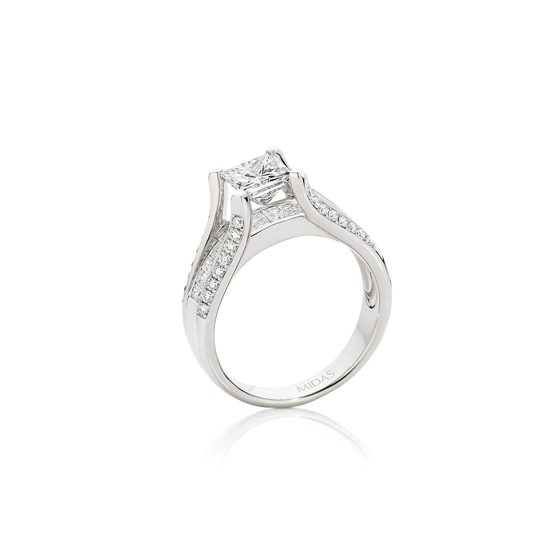 LG Princess Cut Channel Set Diamond Engagement Ring