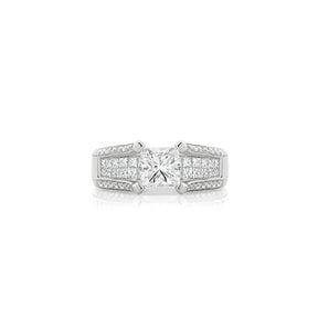 LG Princess Cut Channel Set Diamond Engagement Ring