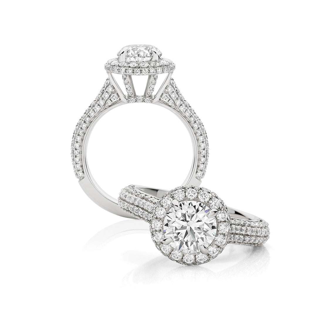 Round Brilliant Cut Double Halo Pavé Engagement Ring