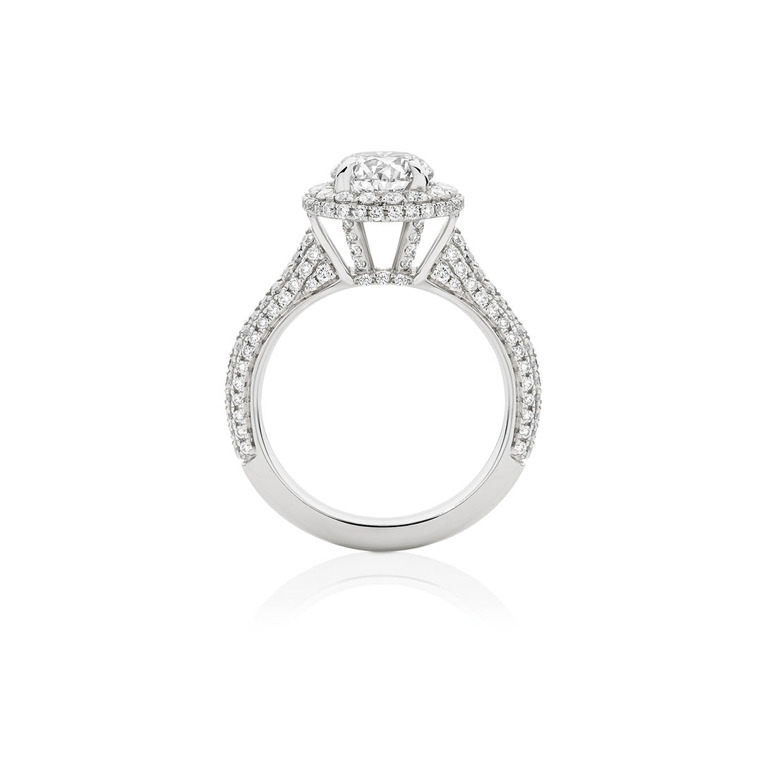 LG Round Brilliant Cut Double Halo Pavé Engagement Ring