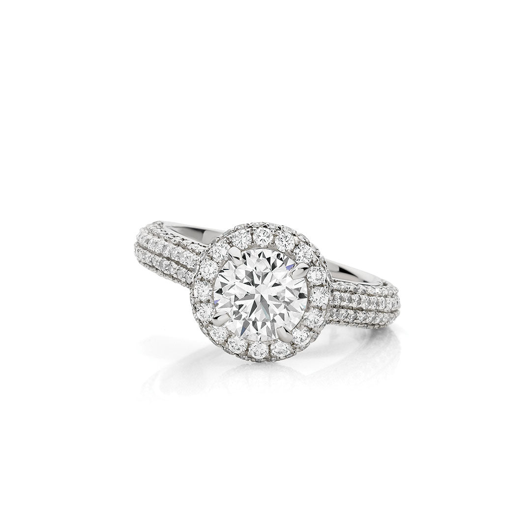 Round Brilliant Cut Double Halo Pavé Engagement Ring