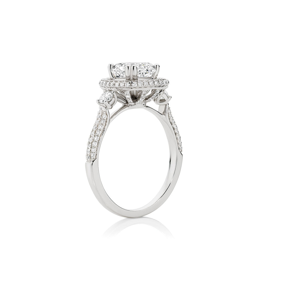 Asscher Cut Halo Pavé Diamond Engagement Ring