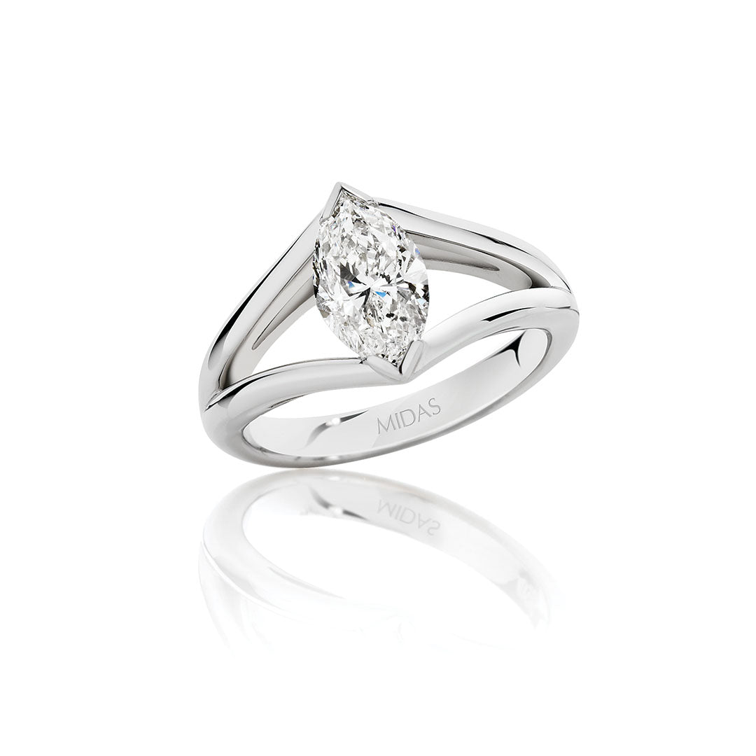 Marquise Cut Solitaire Diamond Engagement Ring