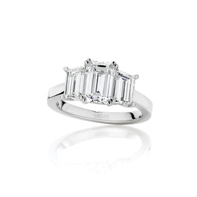 Trio of Emerald Cut Diamond Engagement Ring