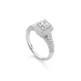 LG Cushion Cut Pavé Halo Diamond Engagement Ring