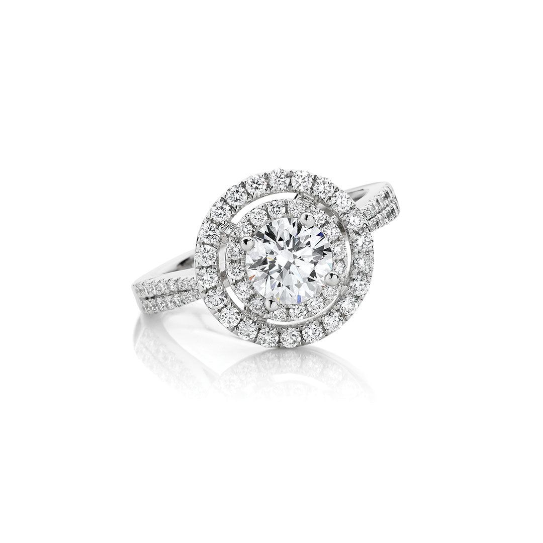 Round Brilliant Cut Halo Pavé Engagement Ring