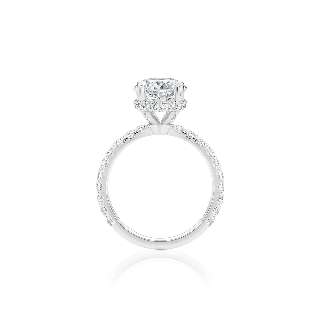 Round, Cushion, and Pear Cut Halo Diamond Engagement Rings