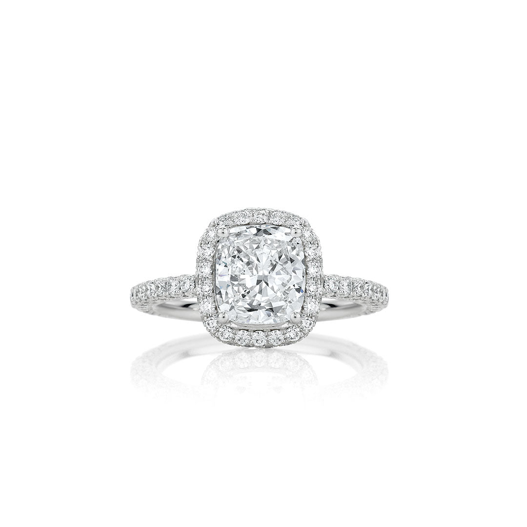 Round, Cushion, and Pear Cut Halo Diamond Engagement Rings