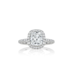 Round, Cushion, and Pear Cut Halo Diamond Engagement Rings