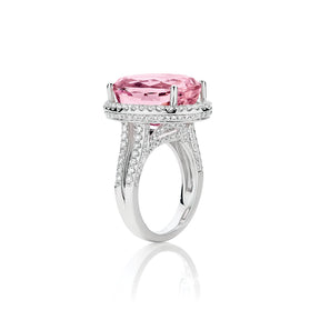 Kunzite Diamond Pavé Halo Ring