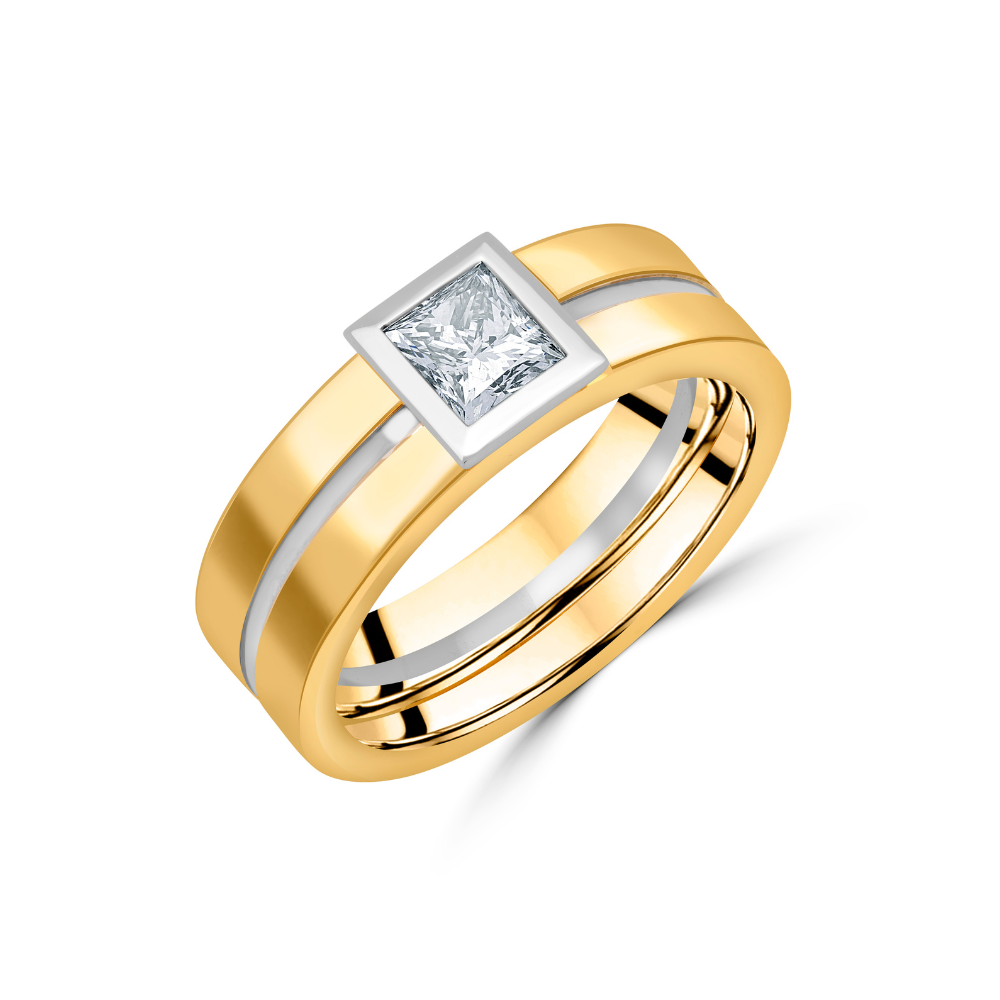 Princess Cut Diamond Bezel Set Wedding Band