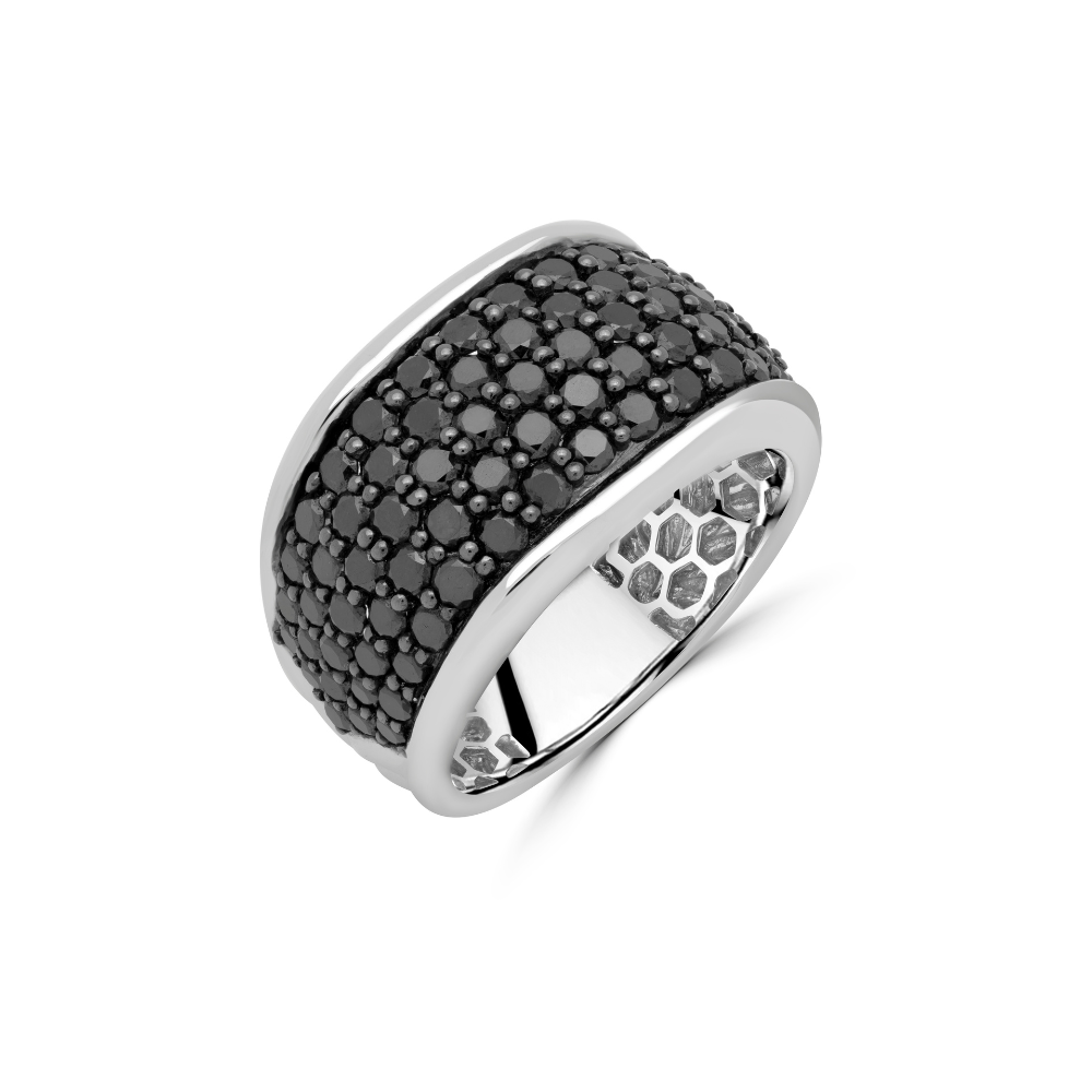 Round Brilliant Black Diamond Pavé Wedding Band