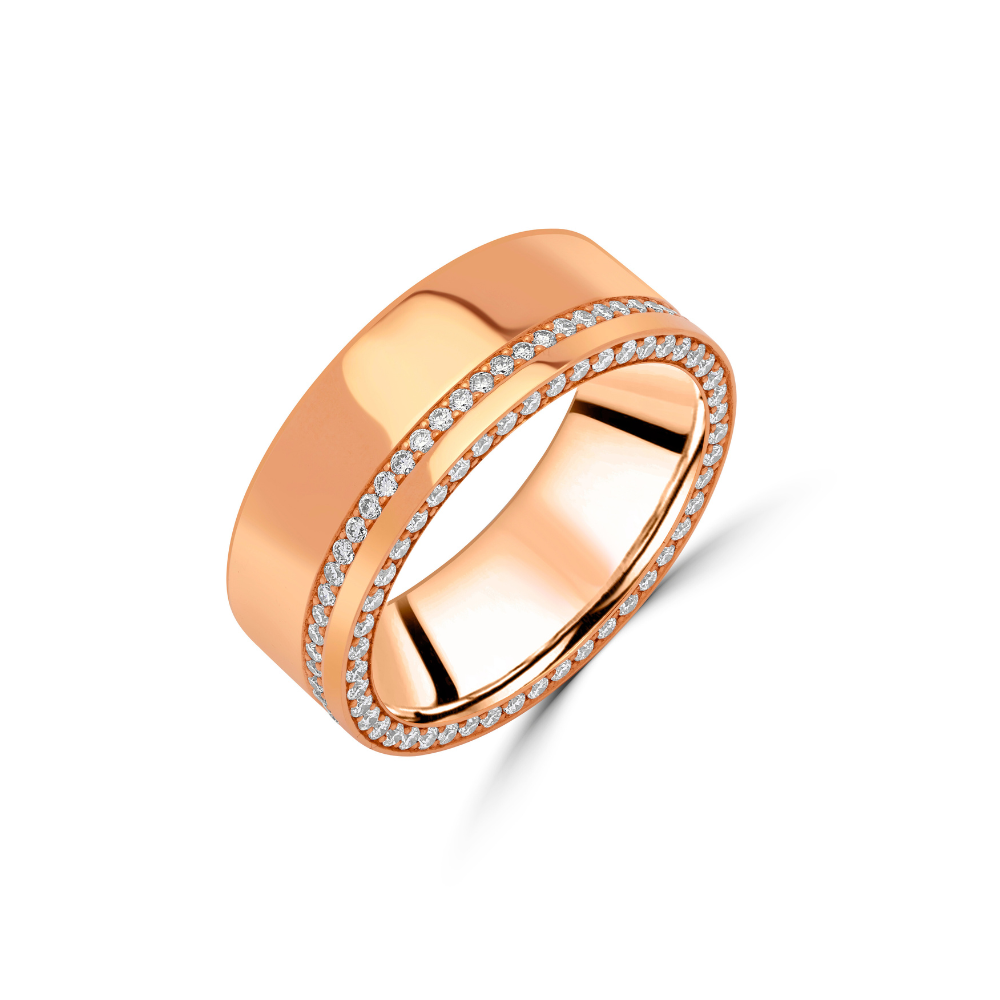 Round Brilliant Diamond Pavé Edge Wedding Band