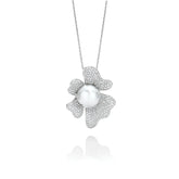 Radiant Blossom Diamond and Australian South Sea Pearl Necklace