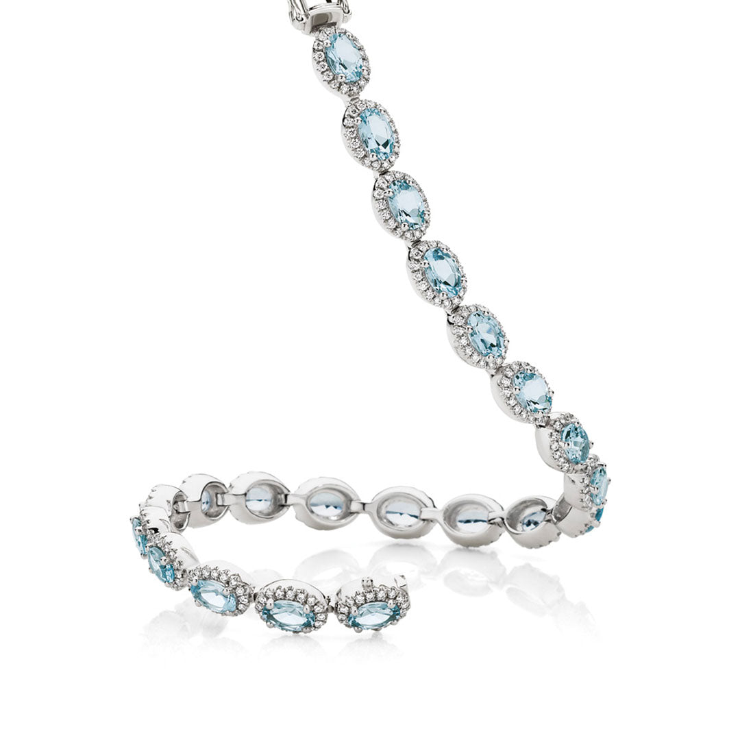 Timeless Oval Aquamarine Diamond Bracelet