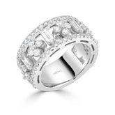 Baguette and Round Brilliant Diamond Floral Eternity Dress Ring