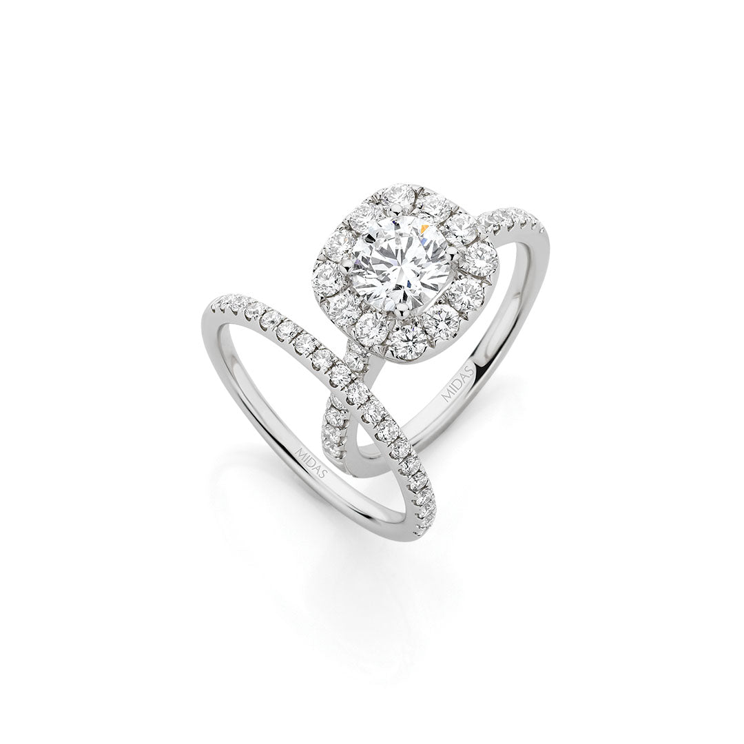 Cushion Cut Pavé Halo Engagement Ring