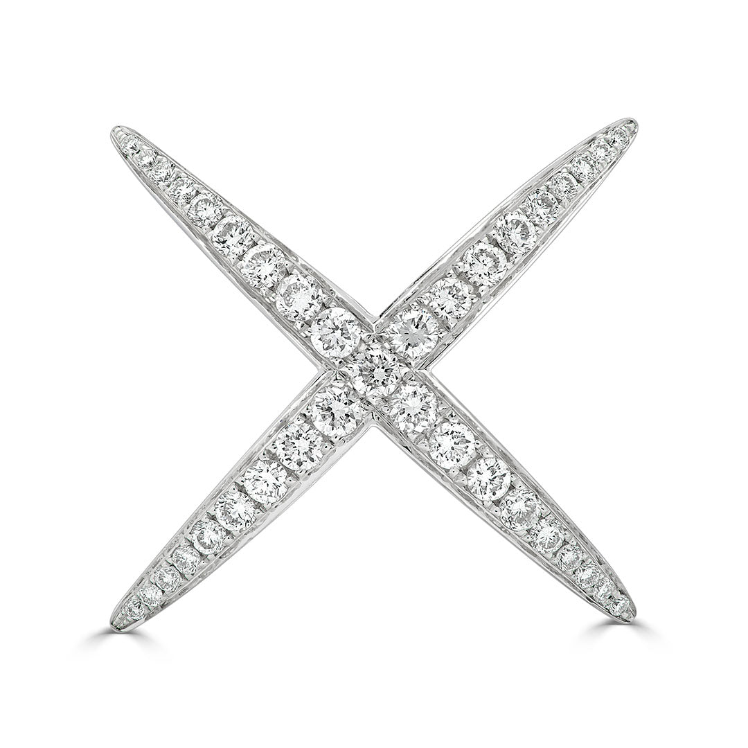Round Brilliant Diamond Pavé X Crossover Dress Ring