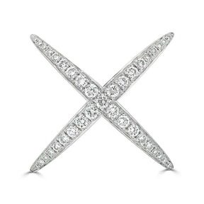 Round Brilliant Diamond Pavé X Crossover Dress Ring