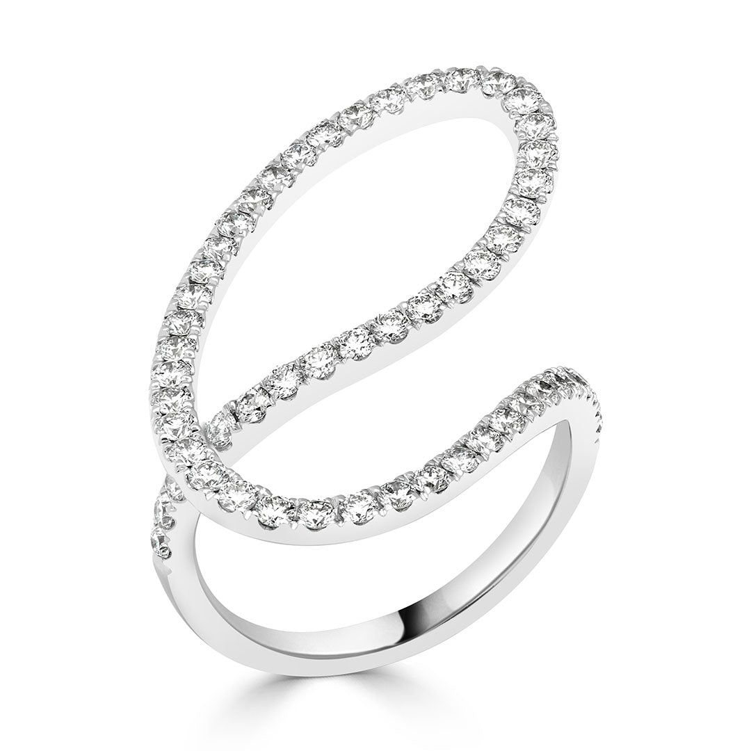 Asscher Cut Wave Curve Diamond Dress Ring