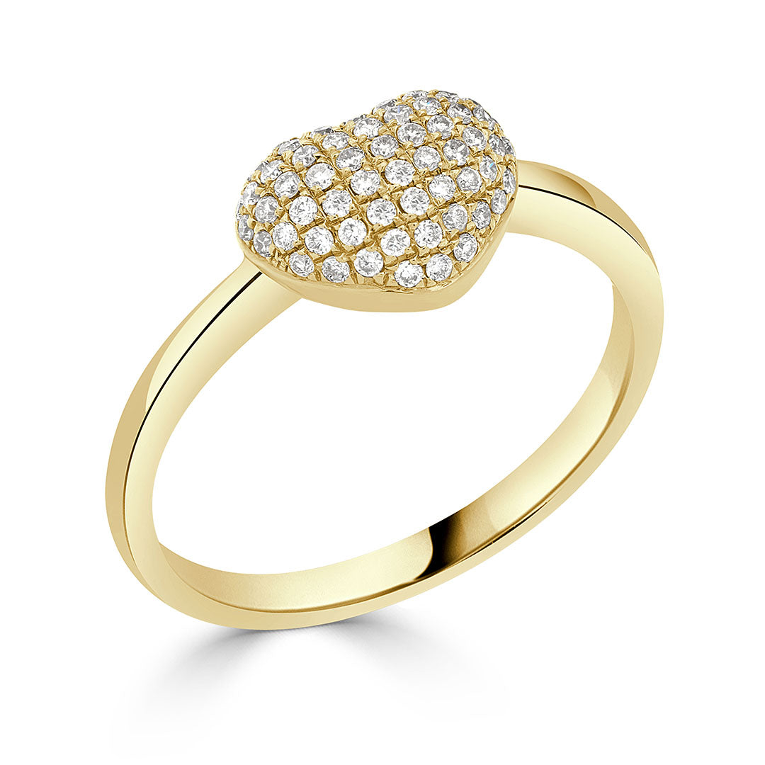 Round Brilliant Diamond Pavé Heart Dress Ring