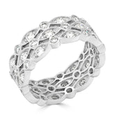 Round Brilliant Diamond Three Row Pavé Dress Ring