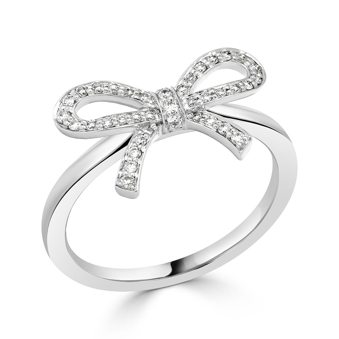 Bow Pavé Round Brilliant Diamond Dress Ring