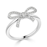 Bow Pavé Round Brilliant Diamond Dress Ring