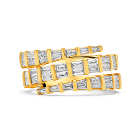 Tapered Baguette Cut Diamond Triple Coil Dress Ring