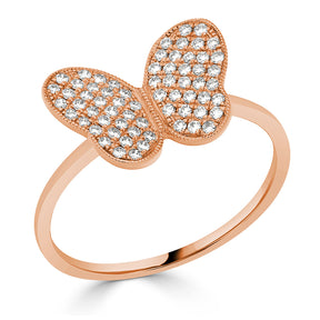 Round Brilliant Diamond Butterfly Dress Ring