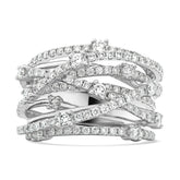 Round Brilliant Diamond Multi Row Pavé Dress Ring