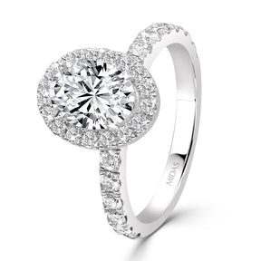 LG Oval Cut Halo Pavé Diamond Engagement Ring