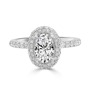 LG Oval Cut Halo Pavé Diamond Engagement Ring