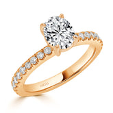 LG Oval Cut Shared Claw Pave Setting band Diamond Engagement Ring