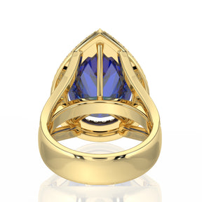 Tanzanite Teardrop Ring with Double Diamond Halo