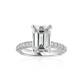 LG Emerald Cut Hidden Halo Pavé Diamond Engagement Ring