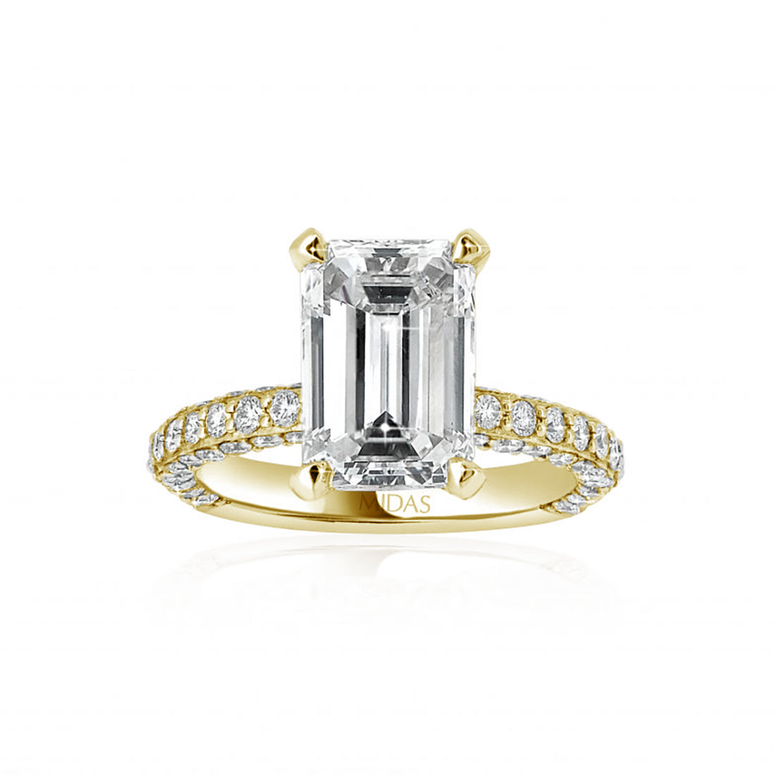 Emerald Cut Hidden Halo Pavé Diamond Engagement Ring