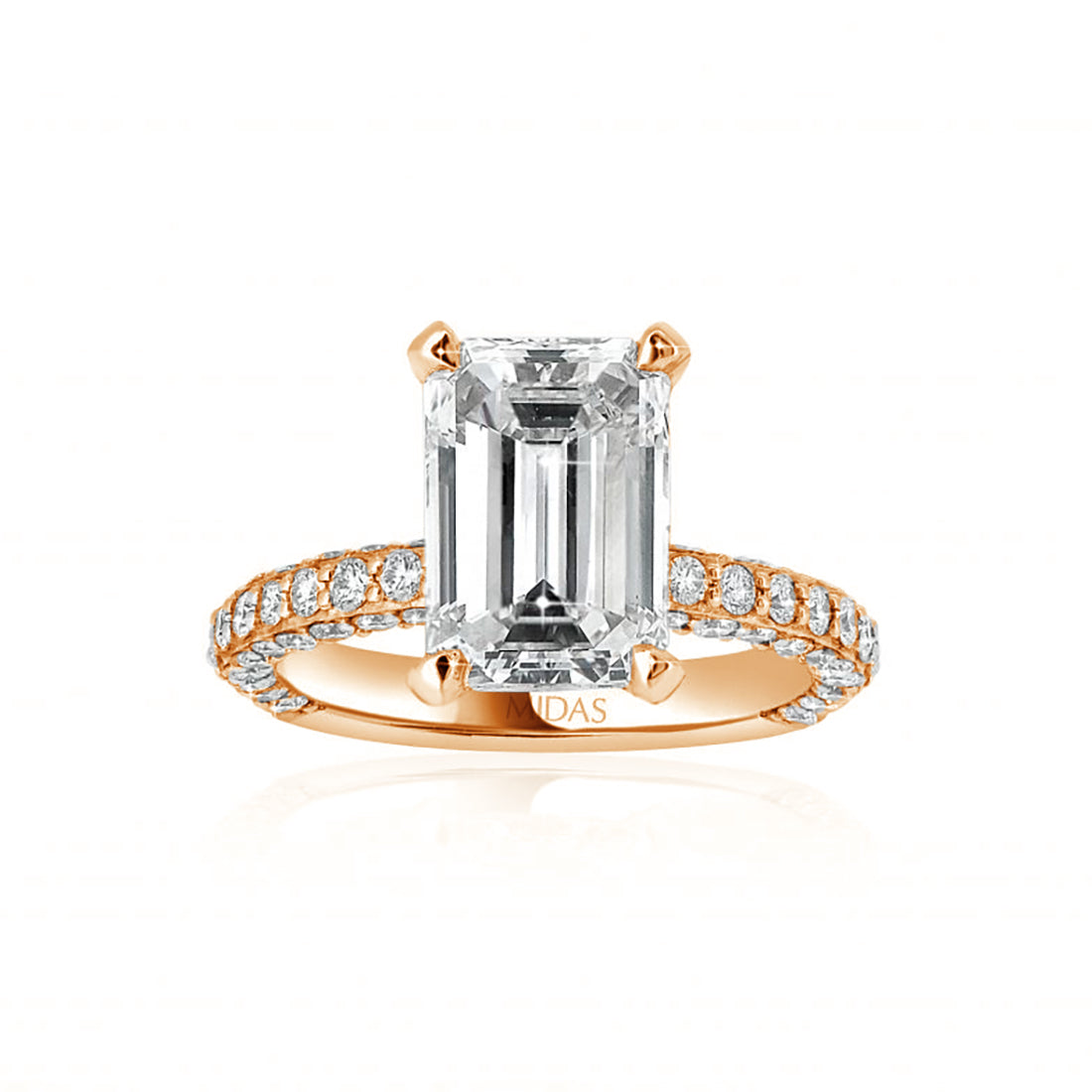 LG Emerald Cut Hidden Halo Pavé Diamond Engagement Ring