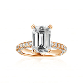 Exquisite Emerald Cut Diamond Engagement Ring with Hidden Halo