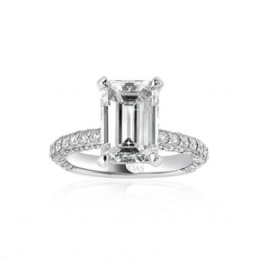 Exquisite Emerald Cut Diamond Engagement Ring with Hidden Halo