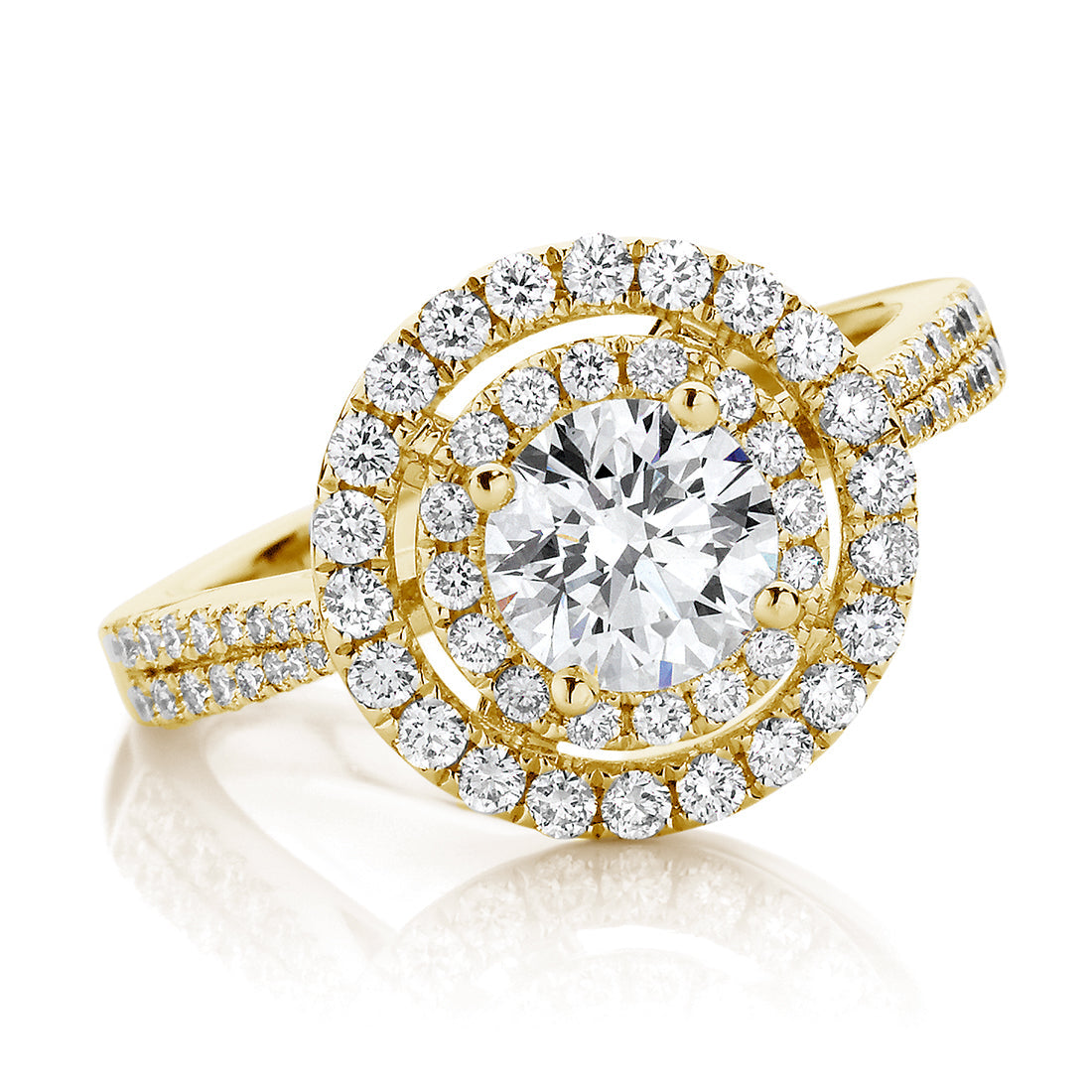 Classic Round Brilliant Cut with Double Halo Engagement Ring