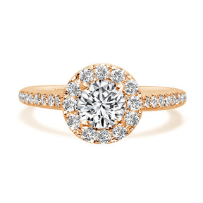 LG Round Brilliant Halo with Diamond Shoulders Engagement Ring